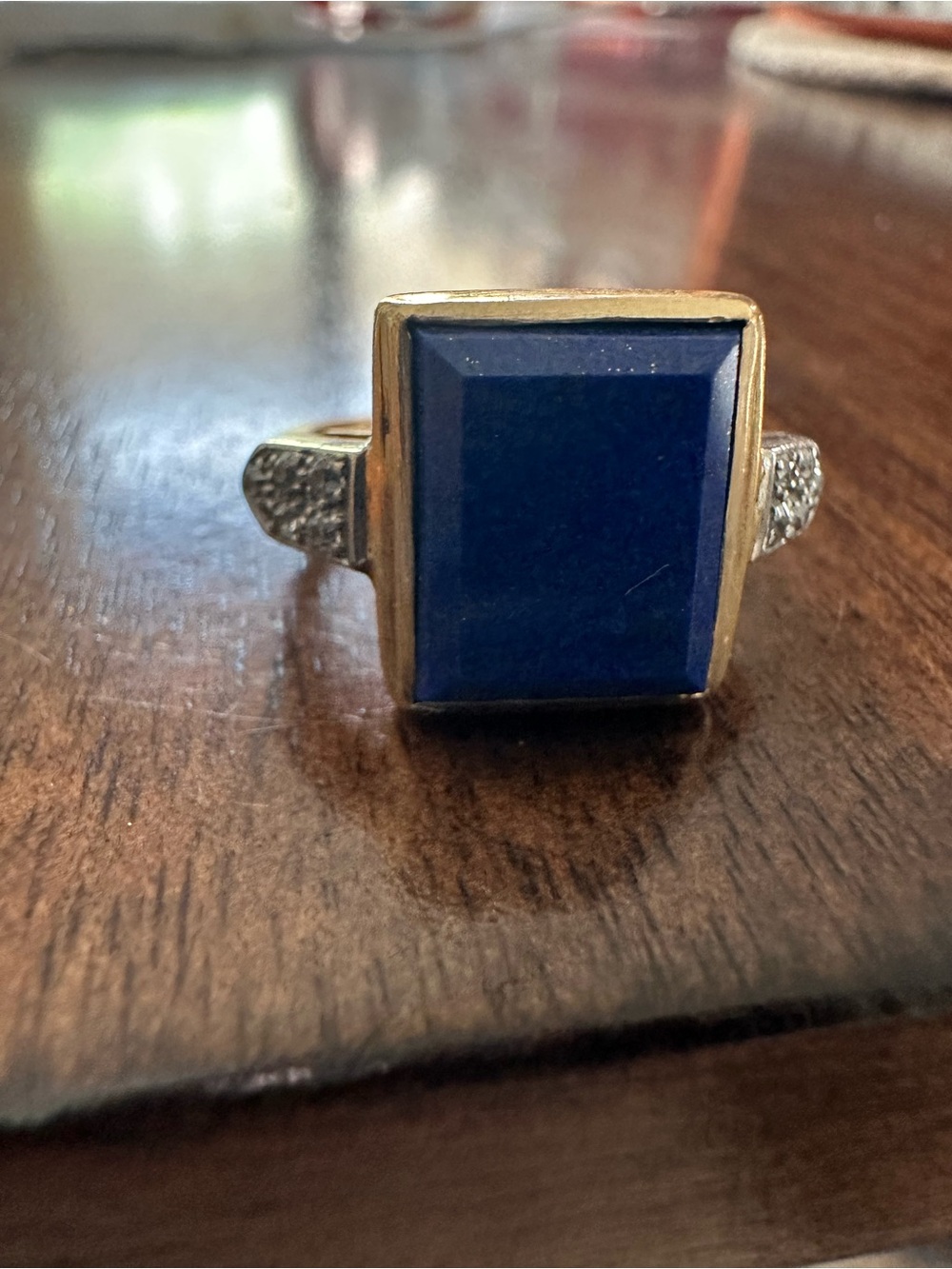 Vintage Lapis Diamond Ring 5.5
